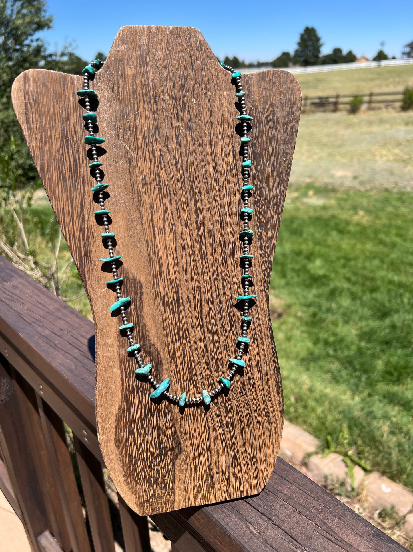 Desert Pearl and Kingman turquoise 28”