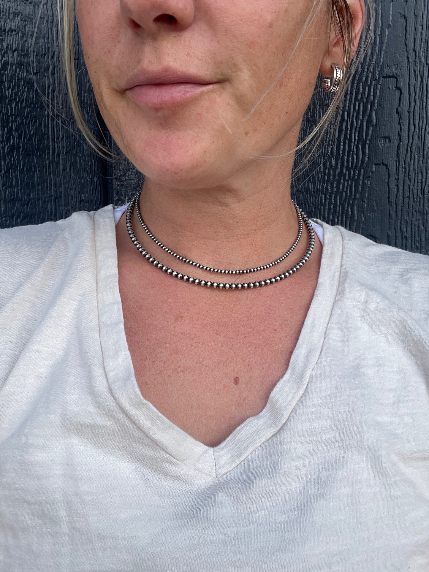 Memory wire 3mm Navajo strung pearl choker