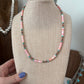 Pink conch and copper pearls 18” single strand