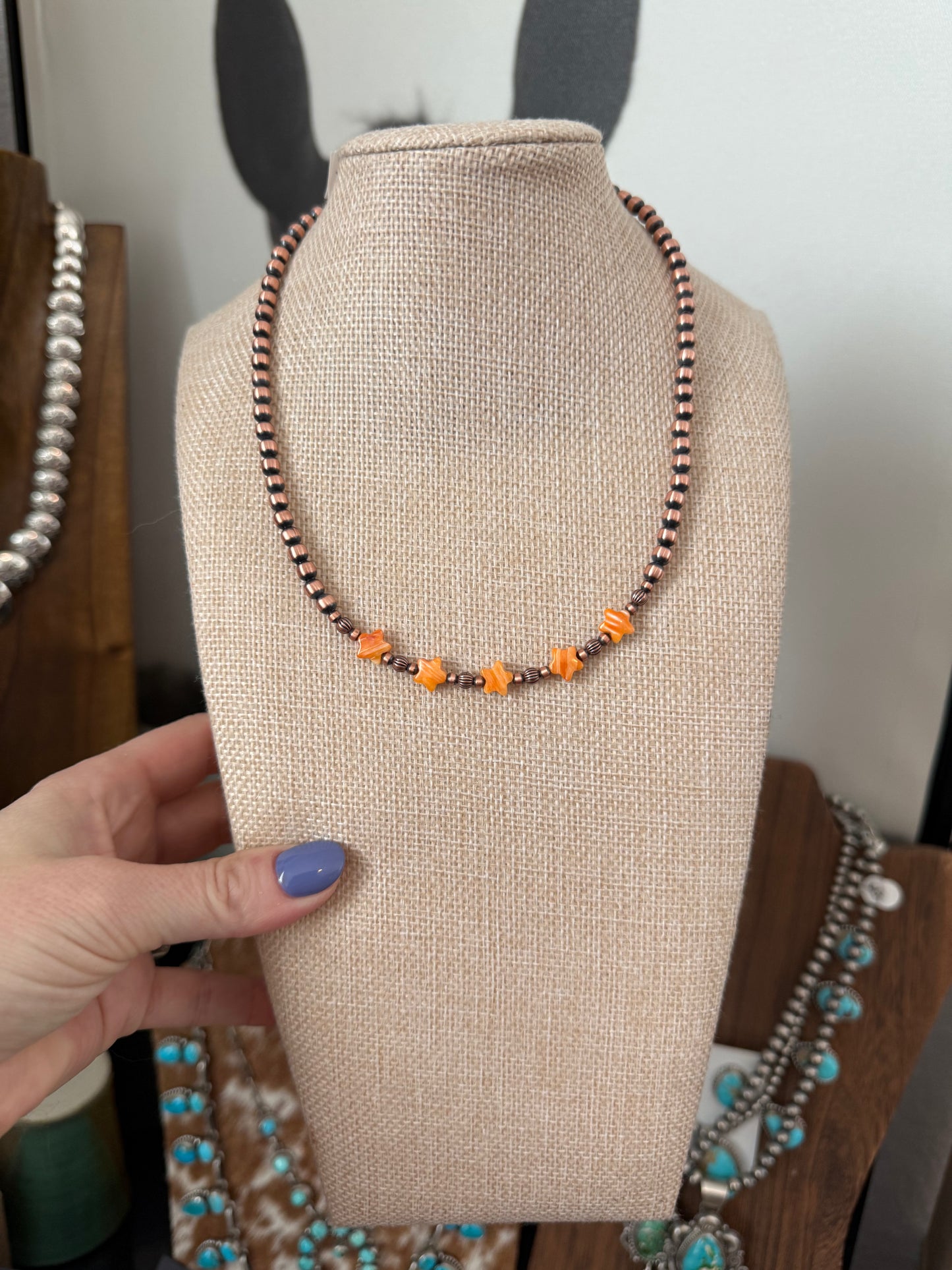 Oh my stars 14” copper and spiny necklace