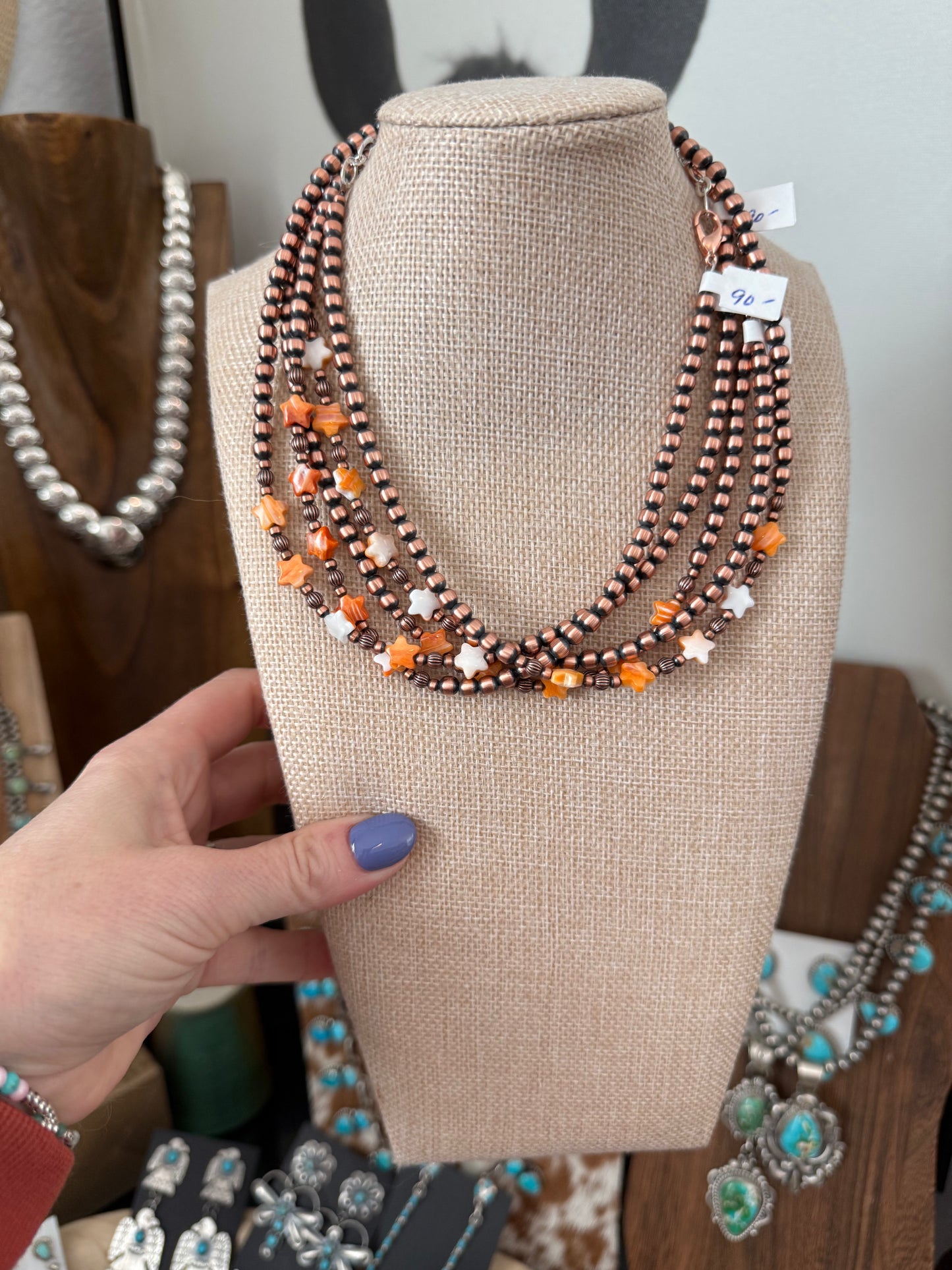 Oh my stars 14” copper and spiny necklace