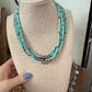 Turquoise necklace with copper pearls 14”