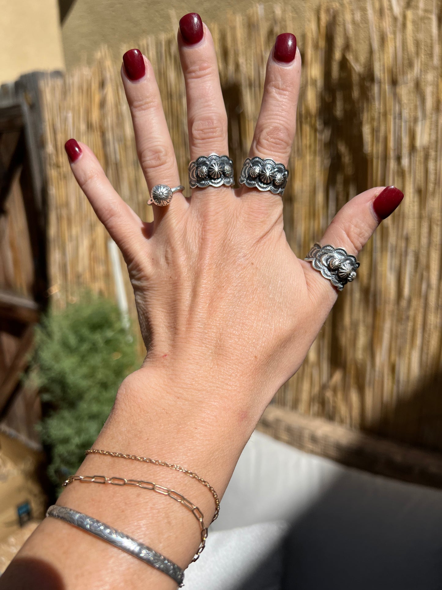 Cigar band sterling silver ring