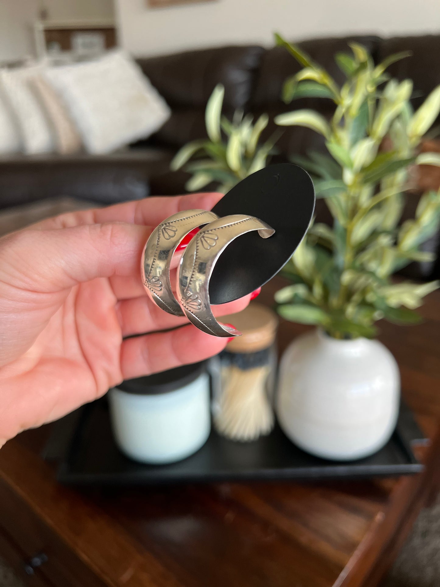Louisa Bighand Navajo sterling silver large hoops