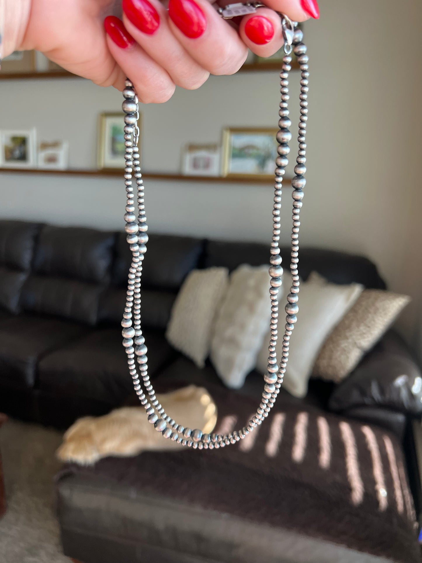 14” sterling silver desert pearls hand strung