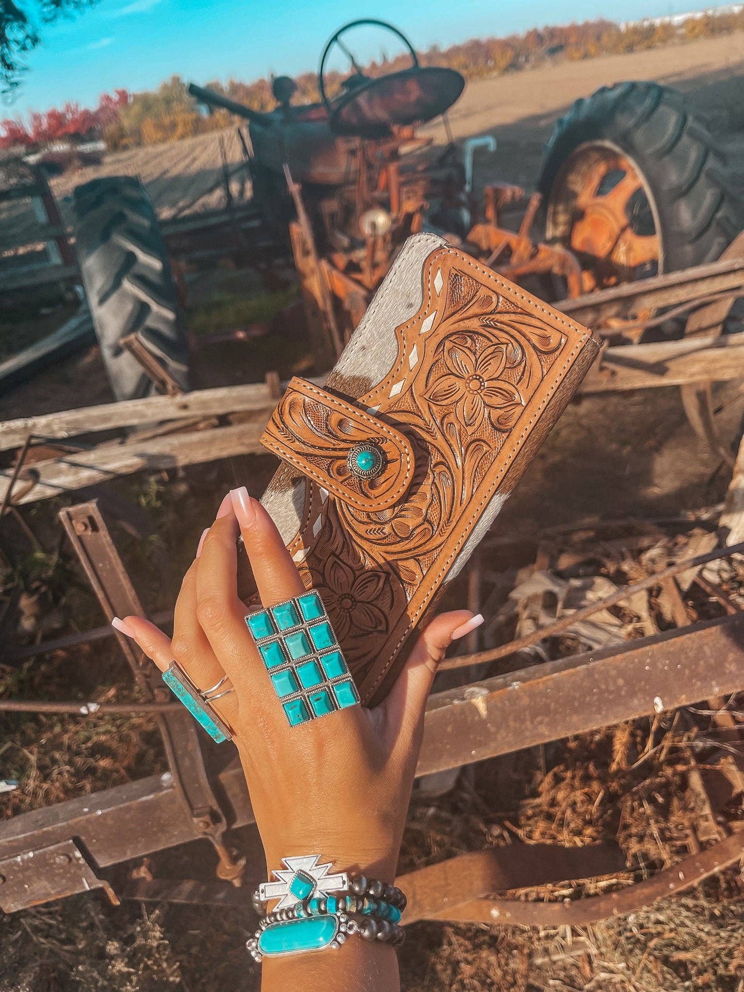 The Hank Cowhide Leather Tooled Wallet a Haute Southern Hyde