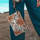 The Claudette Cowhide Leather Wristlet / Crossbody Purse