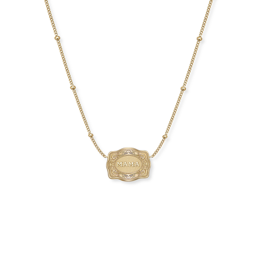 NEW! Ultra Mini Belt Buckle Necklace (Mama) - Gold: Gold