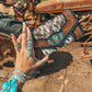 Turquoise Tooled Beauty Wallet, Western Cowhide Style