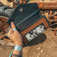 Turquoise Tooled Beauty Wallet, Western Cowhide Style