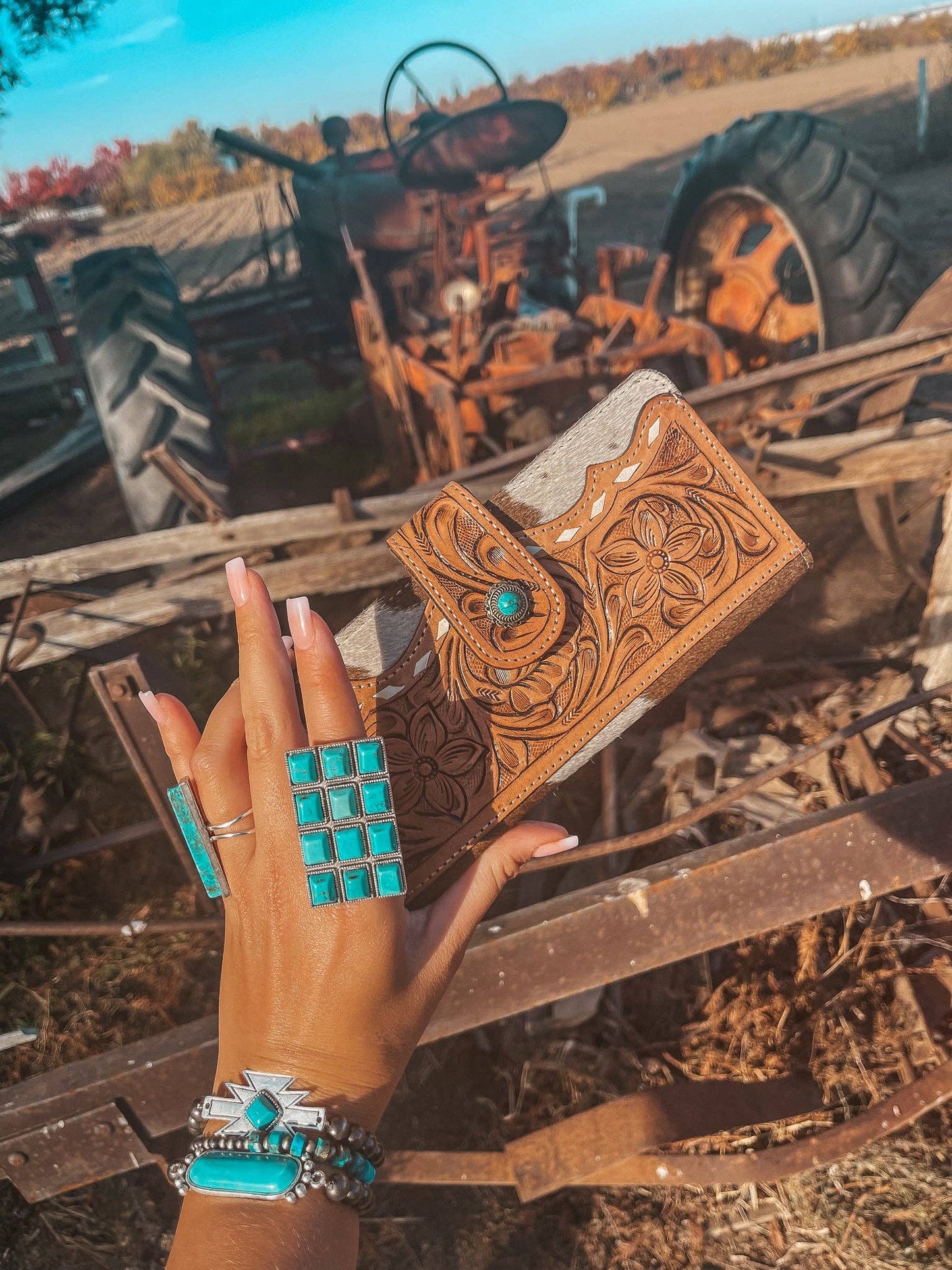 The Hank Cowhide Leather Tooled Wallet a Haute Southern Hyde