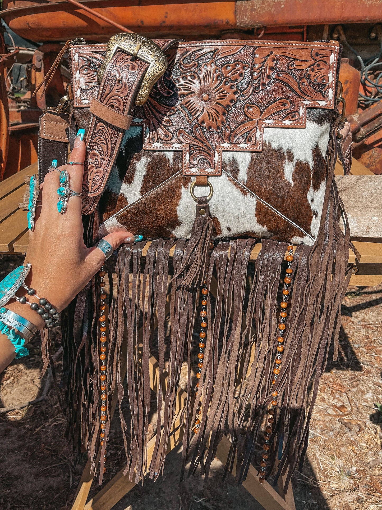The Lancaster Cowhide Leather Tooled Purse