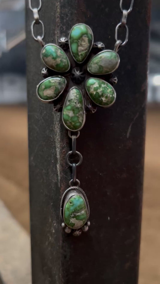 Sonoran Gold Floral Lariat by Lorenzo Juan Navajo